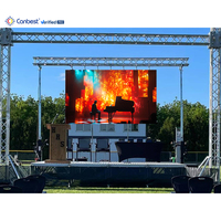 P1.9 P2.6 layar bioskop Led besar pintu keluar 2X3 M tahap 1000X500 3.9 3.9Mm layar Led 6000 Nits Led Bar Display untuk luar ruangan