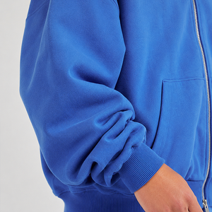 Sudadera con capucha y cremallera <span class=keywords><strong>para</strong></span> <span class=keywords><strong>hombre</strong></span>, de algodón grueso tipo felpa, con lavado ácido, corte cropped y holgado, con pedrería, personalizable con logotipo del fabricante. - Product Image 5