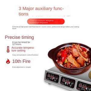Cocinas de inducción multifunción de 4 quemadores Olla de arcilla comercial de cuatro cabezales Cocina de inducción comercial eléctrica - Product Image 5