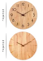 Jam Dinding Kayu Bundar Gaya Sederhana Nordik, Dekorasi Ruang Tamu, Penunjuk Waktu Dunia, Senyap, Kreatif, Dekorasi Rumah