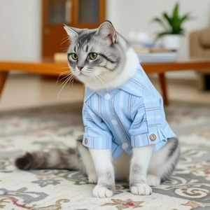 Chemise pour animaux de compagnie de style japonais, bleue, respirante, printemps, pour chats et chiens - Product Image 1
