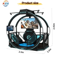Station de combat VR interactive commerciale avec éclairage bleu, parcours d'obstacles immersif, machine d'arcade VR, expérience VR