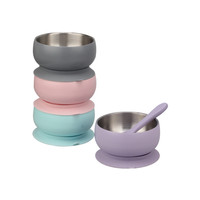 Bols à collation en métal pour l'alimentation des bébés, bol pour tout-petits avec ventouse en silicone amovible