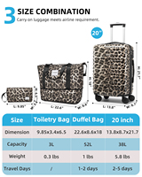 Vente flash : Ensemble de valises légères personnalisables en ABS + PC, style léopard, 3 pièces, style classique, unisexe, avec serrure TSA, chariot en fer