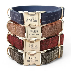 <span class=keywords><strong>Collar</strong></span> de perro hecho en fábrica con logotipo personalizado Hebilla de metal Sarga de tweed suave retráctil para perros pequeños, medianos y grandes - Product Image 1