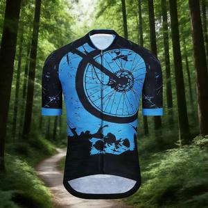 Maillot de Ciclismo de Manga Corta Estampado de Alta Calidad, a la Moda, Cortavientos, Transpirable, Antibacteriano y con Protección UV para Ciclismo Rápido - Product Image 3