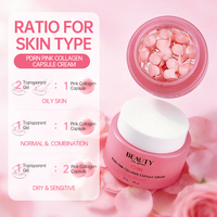 Crème Visage Coréenne OEM ODM Hydratante, Éclaircissante, Anti-Âge au Collagène Rose et PDRN en Capsules