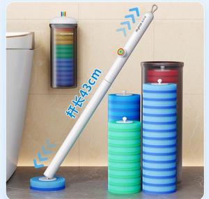 Cepillo de Inodoro Desechable de Plástico con Esponja - Limpiador de Inodoro Portátil con 14 Recambios y Soporte - Product Image 5