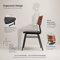 Chaise d'appoint de cuisine avec dossier matelassé et siège rembourré, pieds noirs, blanc crème, chaise de salle à manger moderne pour la maison