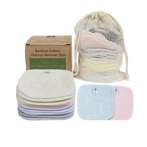 Tampon <span class=keywords><strong>démaquillant</strong></span> en tissu de bambou biologique <span class=keywords><strong>carré</strong></span> réutilisable écologique Tampon en coton imprimé avec logo personnalisé pour nettoyant <span class=keywords><strong>lavable</strong></span> en vrac - Product Image 4