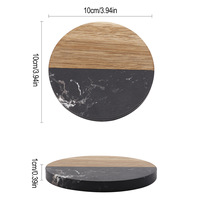 Sous-verres et sets de table isolants modernes en marbre noir et bois d'acacia, faits à la main, écologiques, durables et résistants à la chaleur