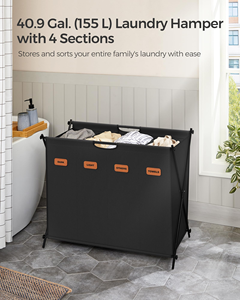 155L <b>Foldable</b> Steel <b>Laundry</b> Hamper 4 Compartment Dirty Clothes Storage Organizer for Bathroom Steel Bathroom <b>Laundry</b> <b>Baskets</b> - Product Image 2