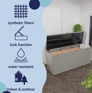 Boîte de rangement en rotin PE tressé à la main, grande taille, résistante aux intempéries, nouvelle version améliorée, pour l'extérieur ou l'intérieur - Product Image 4