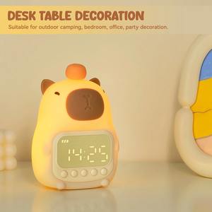 Linda Lámpara Nocturna de Silicona con Forma de Capibara, Reloj Despertador Digital Recargable, Lámpara LED Táctil con Función de Repetición, Reloj de Mesa Siempre Encendido - Product Image 6