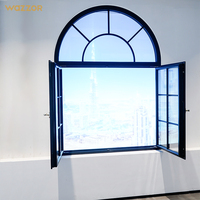 Ventanas Francesas de Aluminio Impermeables con Aislamiento Acústico y Térmico para Decoración Exterior de Casas y Villas, Personalizables, Gran Venta Wazzor