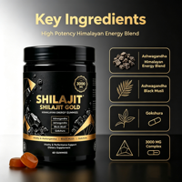 Vente en gros d'usine : Complément de Shilajit Naturel, Marque Privée, Gommes de Shilajit Pur de l'Himalaya