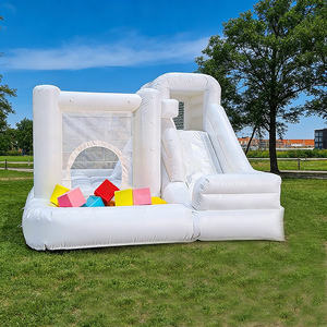 Château Gonflable Commercial en PVC, Mini Maison Rebondissante Blanche pour Tout-Petits, Bouncer Gonflable de Mariage avec Piscine à Balles et Toboggan pour <span class=keywords><strong>Location</strong></span> - Product Image 5