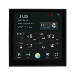 Controlador de sistema de ventilación WIFI Tuya Modbus de 4 pulgadas utilizado para AC DC o EC 0-10V o ventiladores PWM controlador HVAC