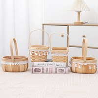 Panier à fleurs en bois - Design tressé portable pour les cadeaux de la fête des mères, de la fête des enseignants et de la fête des femmes