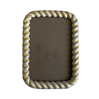 Miroir Rétro à Cadre en Corde Torsadée, Style Luxe Léger, avec Dentelle de Chanvre, en Résine de Couleur Simple, Écologique et Fait Main, pour Table et Mur
