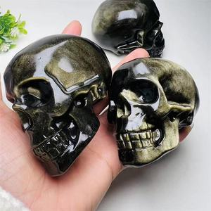 Bulk Groothandel Hoge Kwaliteit Hand Gesneden Natuurlijke Gouden Obsidiaan Kristallen Schedels Voor Decoratie - Product Image 5