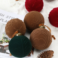 Ensemble de 12 boules de Noël floquées de 8 cm, décorations suspendues en velours vintage pour la décoration de l'arbre de Noël, fête du Nouvel An