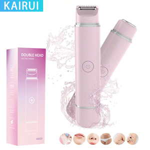 Rasoir électrique 2-en-1 pour <span class=keywords><strong>femme</strong></span>, tondeuse bikini à double tête, étanche IPX6, épilateur corporel complet et des aisselles, rechargeable - Product Image 1