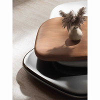 Table basse moderne minimaliste en forme de galet, mobilier de salon, facile à nettoyer, écologique, en bois MDF, fonction rotative