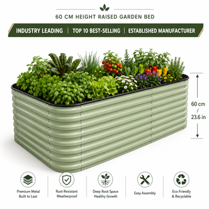 Vasca per Coltivazione Vegetale da Esterno in Acciaio Zincato Verniciato a Polvere, Resistente alle Intemperie, Antiruggine, Design a Fondo Aperto, Ecologica - Product Image 1