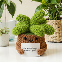 Plante succulente en pot au crochet faite à la main, carte de soutien émotionnel et d'encouragement positif, cadeau, décoration pour la maison et le bureau, personnalisable