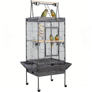 Jaula de Metal de Acero Negro de Diseño para Loros Grandes, Tipo Villa de Lujo, con Características Duraderas y Seguras para la Cría de Aves - Product Image 1