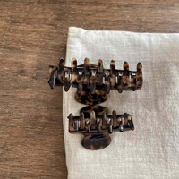 CHUJIAN Pince à cheveux en acétate style français, couleur caramel nacré, de qualité supérieure, pince requin pour coiffure mi-haute, accessoire capillaire pour chignon