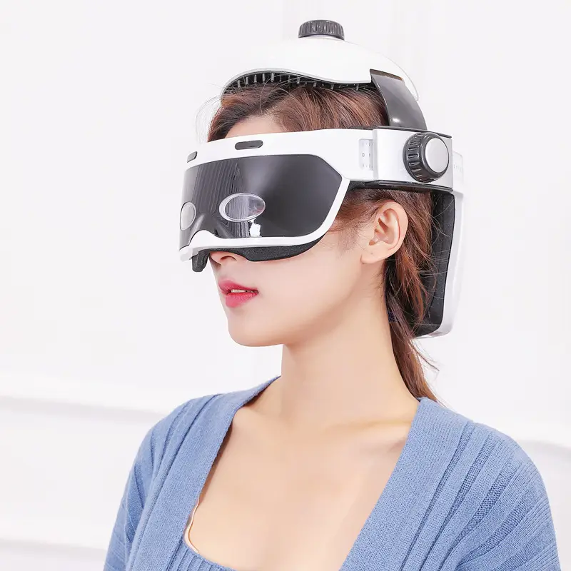 Best Electric Vibration Head Eye Helmet Massager With Remote Control Hot Compress For Healing Relief Fatigue