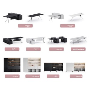 Mobiliario de oficina ejecutivo de lujo de gama alta moderno mesa de escritorio Boss CEO en forma de L con pata de aluminio cromado - Product Image 5