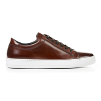 Chaussures de skate pour hommes, baskets en cuir patiné marron respirantes, chaussures de marche décontractées pour hommes