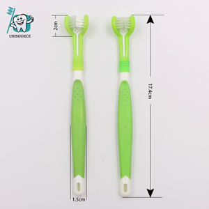Venta de fábrica, cepillo de dientes de masaje para mascotas de alta calidad, cerdas suaves de <span class=keywords><strong>3</strong></span> lados, mango de plástico de 360 grados, cepillo de dientes para perros para mascotas - Product Image 2