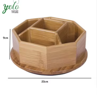 Organisateur de stylos en bambou à double rotation, pour la maison et le bureau, rangement de papeterie, cadeau de Noël, support pour marqueurs et crayons de bureau