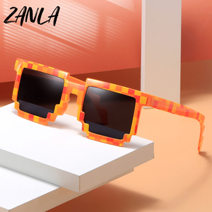 Nouvelles lunettes de soleil amusantes à motifs mosaïques tendance 2023, lunettes Thug Life, lunettes pixel noires rétro, lunettes de gamer robot, cadeaux pour fête d'anniversaire, cosplay - Product Image 1