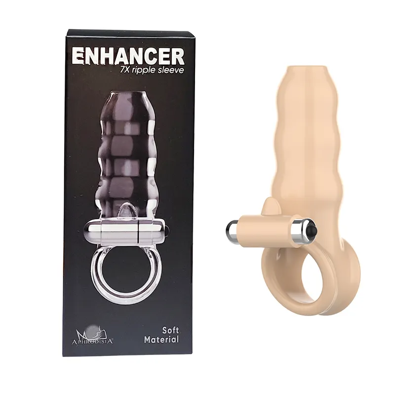 Anel peniano vibratório silencioso de 7 frequências para estimulação de pênis, faixa de travamento para aumento do pênis, manga peniana macia e grossa