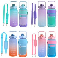 Termo de Plástico Ecológico Libre de BPA con Aislamiento, Correa, a Prueba de Fugas, 2000 ml, Diseño Minimalista, para la Escuela, Gimnasio, Viajes al Aire Libre