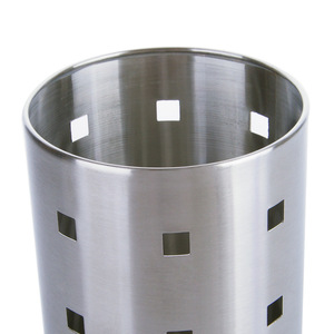 シリンダー型ステンレス製エコフレンドリー食器カトラリースタンドホルダー、箸とスプーン用の水切り付き、キッチン用 - Product Image 5