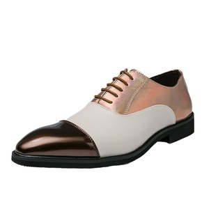 AMPLE New Arrival Brogue Dress Shoes Oxford Men <b>Pointed</b> Toe Breathable Waterproof PU Leather Lace-Up Closure Solid Rubber Summer - Product Image 4