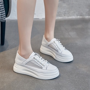 Chaussures de course d'été <span class=keywords><strong>JOYTIME</strong></span> pour femmes, nouvelle collection, respirantes, en maille, à semelle épaisse, blanches, à lacets, rehaussantes - Product Image 3