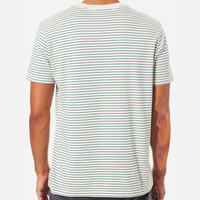 Vente en gros personnalisé 100% fil de coton teinture tricot rayé jersey Vintage surdimensionné poche poitrine gauche hommes décontracté bande rue t-shirt