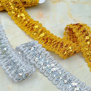 Tự Làm Trang Phục May Phụ Kiện Vàng Ren Trims 36Mm Bạc Ribbon Cắt Tỉa Bện Sequined Ren Vải Cho Trang Trí Trang Phục - Product Image 4