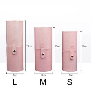 Organizzatore portaspazzole per trucco con custodia per <span class=keywords><strong>pennelli</strong></span> cosmetici rotonda in pelle pu personalizzata - Product Image 5