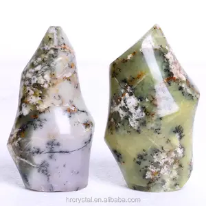 Groothandel Natuurlijke Opaal Steen Spiraal Groene Melk Opaal Steen Kristallen Vlam Voor Decoratie