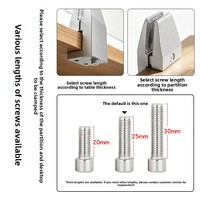 Wind-resistant Clip-on Glass Holder Office Desk Side Panels Partitions Screens; Aluminum Alloy Panel Clamp Buckle; Adjustable;