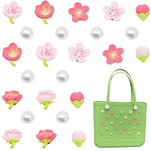 3D DIY Mini resin flower smile shoe charms custom 3d colorful flower shoe decorations charms for bogg wholesale bag