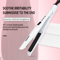 Lisseur de cheveux en céramique PTC pour femmes KEMEI Km-2238, chauffage rapide réglable à 360° °   Enrouleur de câble d'alimentation pivotant CE en gros